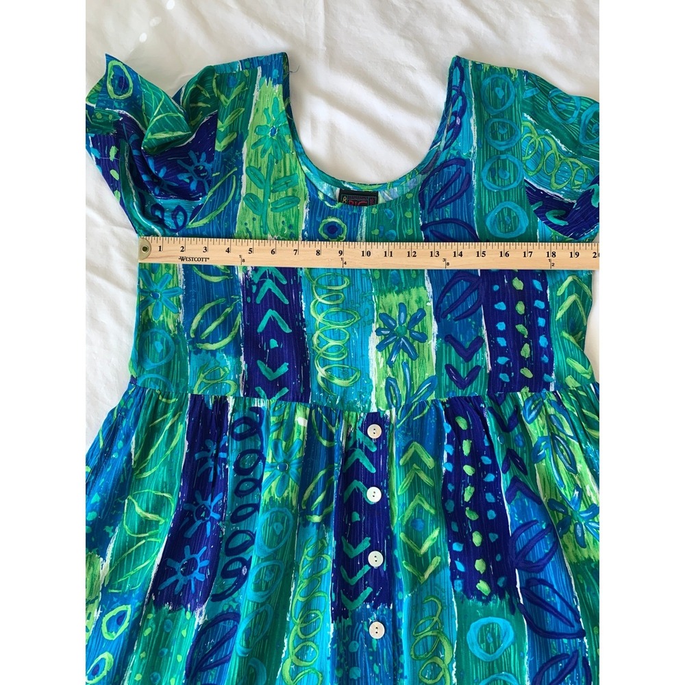 Vintage Big Hed Designs Beach House Dress Caribbean Hawaiian 90s Y2K / Size M - Picture 12 of 14